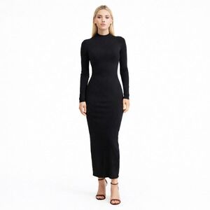 Naked Wardrobe Black Mock Neck Bodycon‎ Maxi Dress Sz S